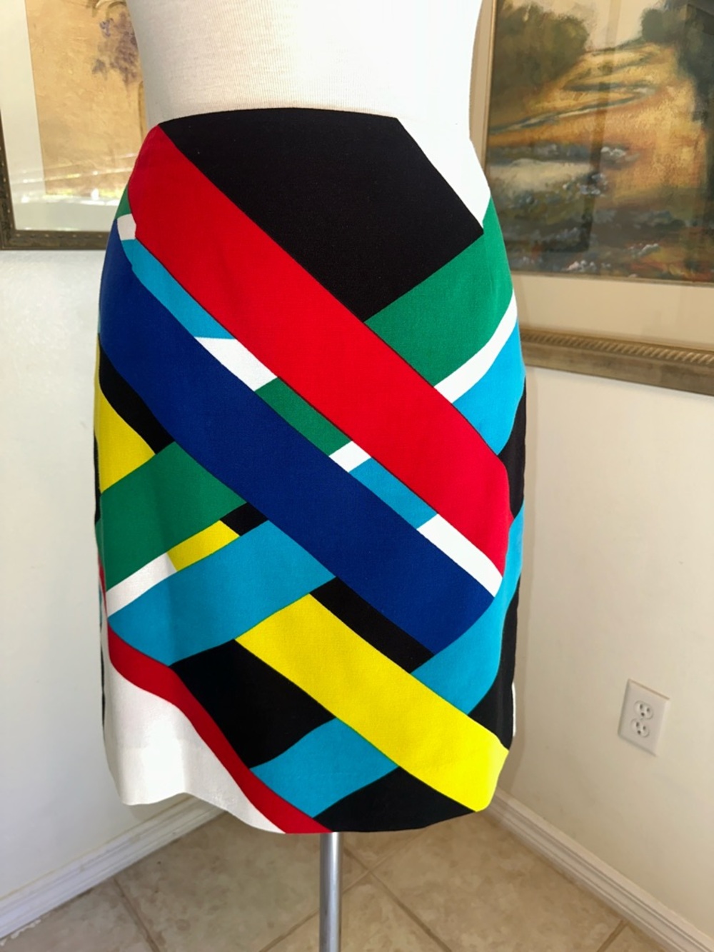 CARLISLE Color-Block Multi-Stripe Colorful Pencil Skirt Size 8